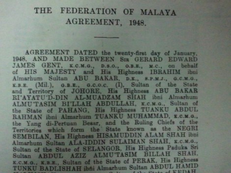 Perjanjian Persekutuan Tanah Melayu, 21 January 1948