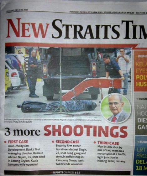NST frontpage 30 July 2013