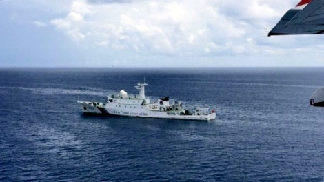 Armed Chinese Coast Guard light frigate, photographed at Beting Patinggi Ali